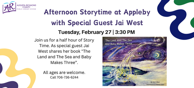 Afternoon Storytime at Appleby with Guest Author Jai West